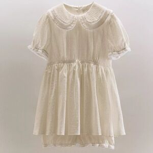 Zara Cream Peter Pan Collar Jumpsuit dress